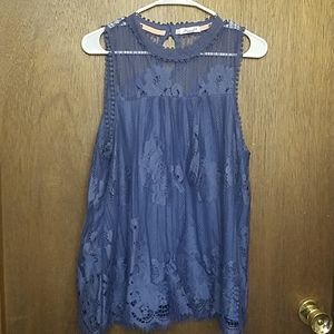 Cornflower Blue Lace Medium Fringed Top